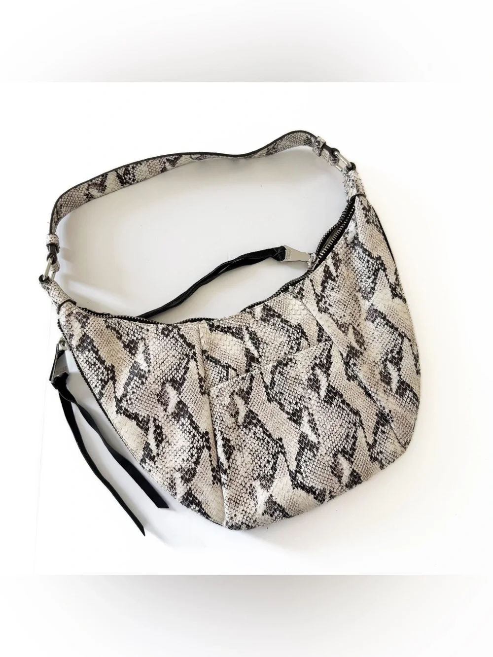 Aimee Kestenberg Snake Print Leather Hobo Shoulder Bag